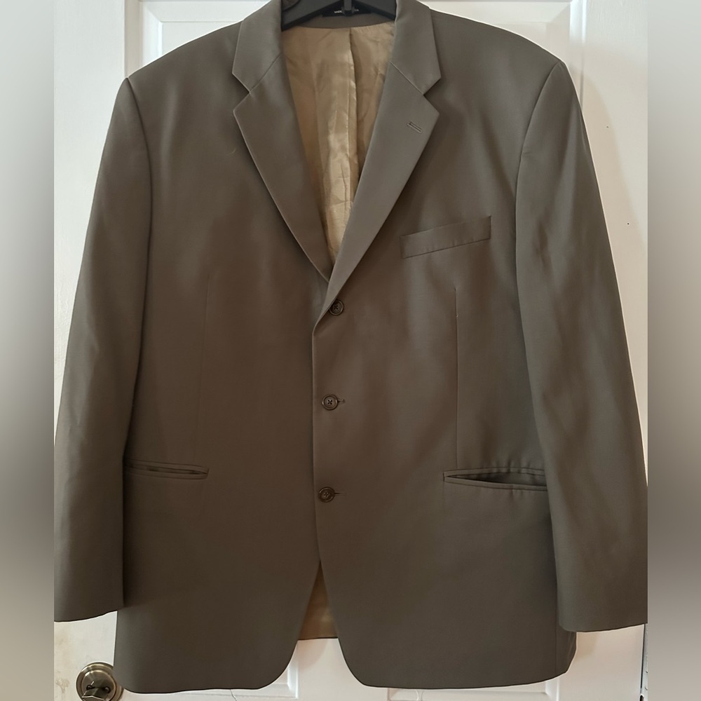 Calvin Klein Mens 48L 100% Wool‎ Blazer Tan Suit Jacket.